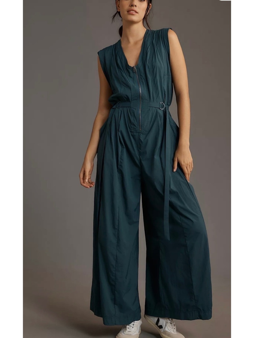 Daily Practice by Anthropologie Descent Sleeveless Jumpsuit Size Large Dark Teal